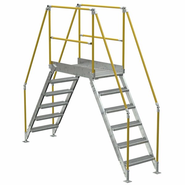 Vestil 6 Step Galvanized Steel Cross-Over Ladder 116"x102.5" 500lb Capacity COL-6-56-33-HDG